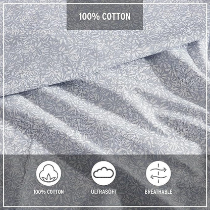 Eddie Bauer - Full Sheets, Cotton Percale Bedding Set, Cool & Breathable Home Decor (Little Blossom, Full)