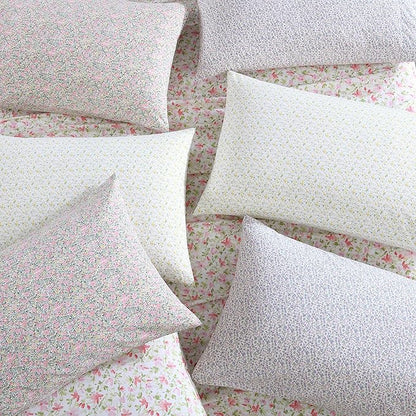 Laura Ashley - Standard Pillowcase Set, Breathable Percale Cotton Bedding, Crisp & Cool Home Decor (Norella Pink, 2 Piece)