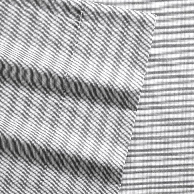 Nautica - Queen Size Sheet Set, Crisp & Tailored Cooling Sheets with a Smooth Cotton Percale Lightweight Feel - Bed Sheets with Matching Pillowcases & Fitted Sheet (Michael Plaid Grey)