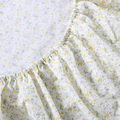 Laura Ashley - Full Sheets, Cotton Percale Bedding Set, Lightweight & Breathable Home Decor, Dorm Room Essentials (Evie Yellow, Full)