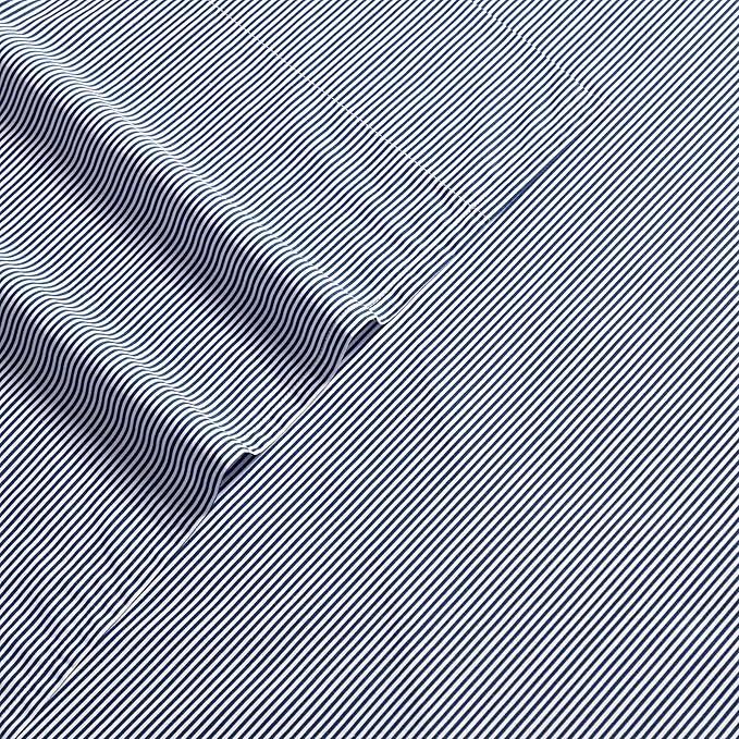 Nautica - King Size Sheet Set, Crisp & Tailored Cooling Sheets with a Smooth Cotton Percale Lightweight Feel - Bed Sheets with Matching Pillowcases & Fitted Sheet (Penny Pinstripe Navy)