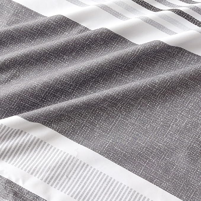 Bedsure Full Comforter Set 7 Pieces, Frost Grey Striped Bedding Set for All Seasons, Reversible, Cationic Dyeing Bed in a Bag with Comforter, Sheets, Pillowcases & Shams