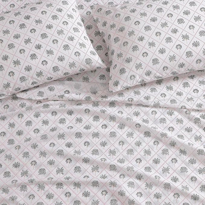 Tommy Bahama - Queen Size Sheet Set, Crisp & Cool Cotton Percale Bedding with a Smooth Lightweight Feel, 4 Piece Holiday Bed Sheets with Matching Pillowcases (Palm Tree Trellis Red)