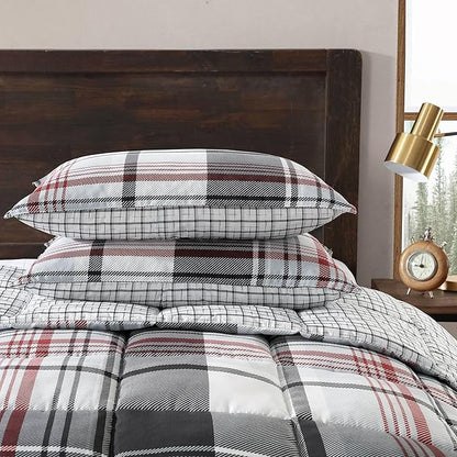Eddie Bauer- Queen Comforter Set, Reversible Microsuede Bedding with Matching Sham(s), Casual Home Decor (Normandy Plaid Black, Queen)