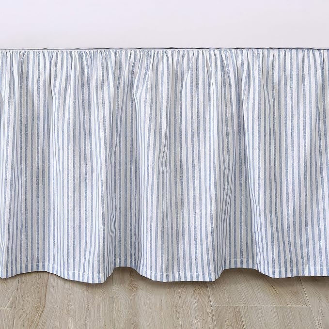 Laura Ashley Home - Cotton Ruffled Bedskirt, Lightweight Home Decor with Classic Style (Blue, Full)
