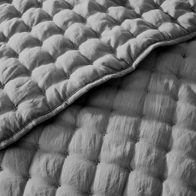 WDCOZY Dark Grey California Cal King Size Quilt Bedding Sets with Pillow Shams, Deep Oversized Lightweight Bedspread Coverlet, Quilted Blanket Thin Comforter Bed Cover, 3 Pieces, 118x106 inches