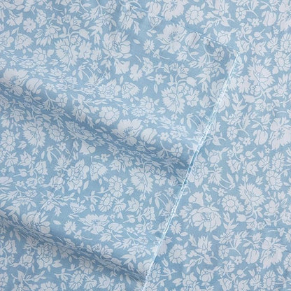 Laura Ashley - Queen Sheets, Cotton Percale Bedding Set, Lightweight & Breathable Home Decor (Heirloom Ditzy Blue, Queen)