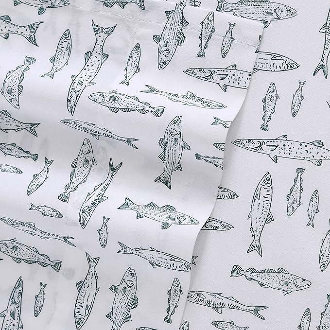 Eddie Bauer - Queen Sheets, Cotton Percale Bedding Set, Crisp & Cool Home Decor (Albright Hill Green, Queen)