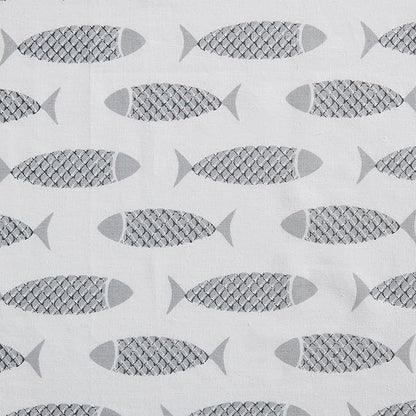 Nautica - Full Size Sheet Sets, Cotton Percale Bedding Set, Crisp & Cool, Coastal Home Decor (Woodblock Fish Grey, Full)