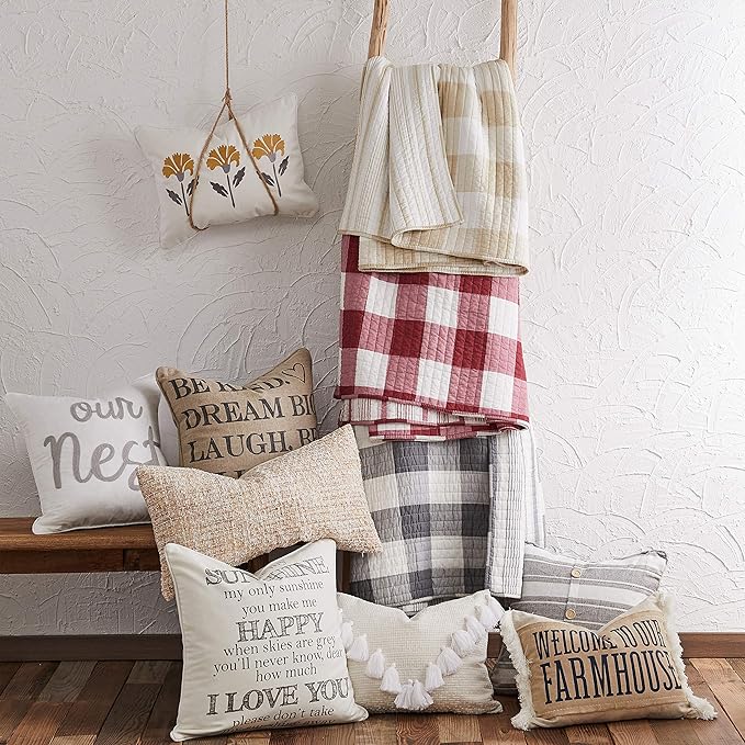 Levtex Home - Camden Quilt Set -Twin Quilt + One Standard Pillow Sham - Buffalo Check in Grey and Cream - Quilt Size (68 x 86 in.) and Pillow Sham Size (26 x 20 in.) - Reversible Pattern - Cotton