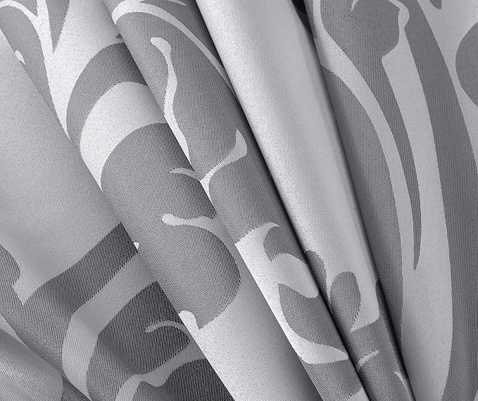 Chezmoi Collection 7-Piece Jacquard Floral Comforter Set (Queen, Silver/Gray)