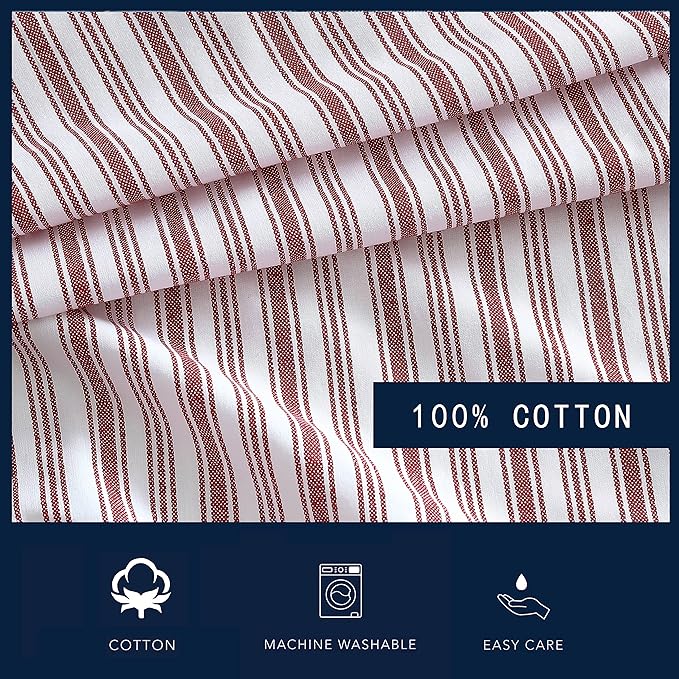 Nautica - Twin XL Size Sheet Set, Crisp & Tailored Cooling Sheets with a Smooth Cotton Percale Lightweight Feel - Bed Sheets with Matching Pillowcase & Fitted Sheet (Coleridge Stripe Red)