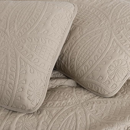 Chezmoi Collection Austin 3-piece Oversized Bedspread Coverlet Set (King, Khaki) | Oversized, Lightweight, Fade Resistant