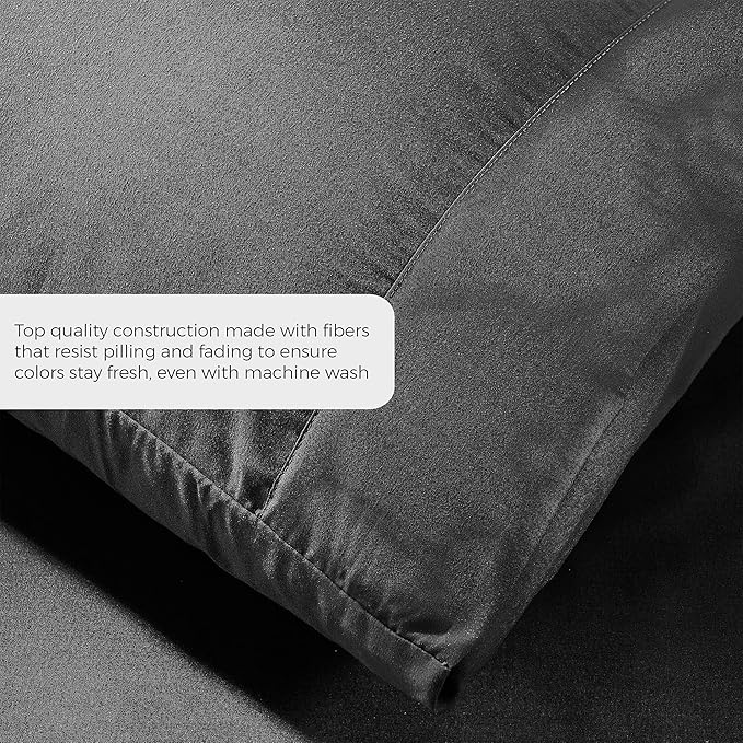 Pure Bedding Duvet Cover Twin [2-Piece, Black] - 1 Comforter Protector with Zipper Flap and 1 Pillowcase - Hotel Luxury 1800 Brushed Microfiber - Ultra Soft, Cool and Breathable Comforter Cover
