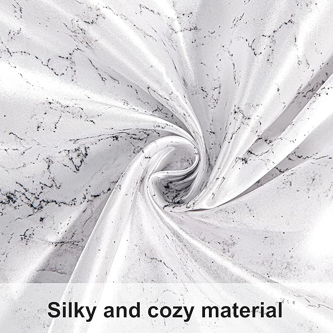 NTBAY 2 Pack Satin Standard Pillowcases for Hair and Skin, Luxurious and Silky Marbling Printed Pillow Cases with Envelope Closure, 20x26 Inches, White