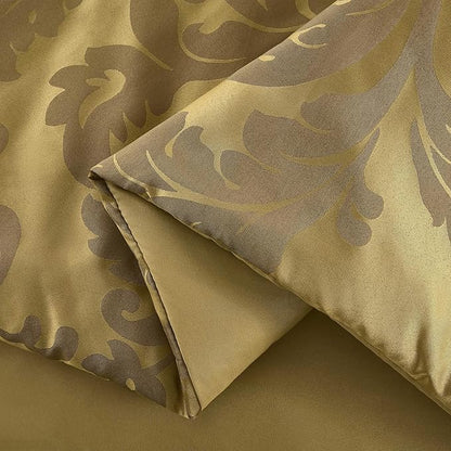Chezmoi Collection 7-Piece Jacquard Floral Comforter Set (California King, Gold)