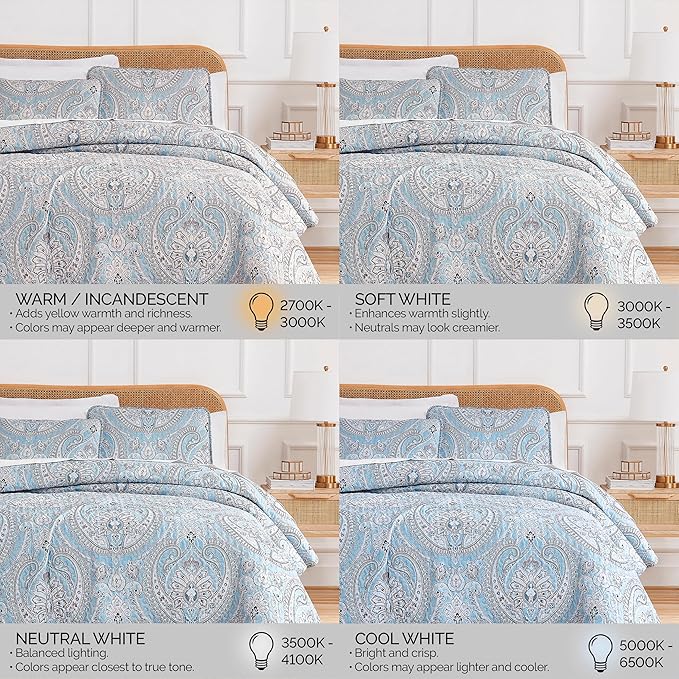 Southshore Fine Living, Inc. Full/Queen Quilt Bedding Set, Paisley Full Size Summer Bedspread, Boho Bedding Set for Full Size Mattress, Queen Size Quilt Coverlet & Matching Shams, Pure Melody Aqua