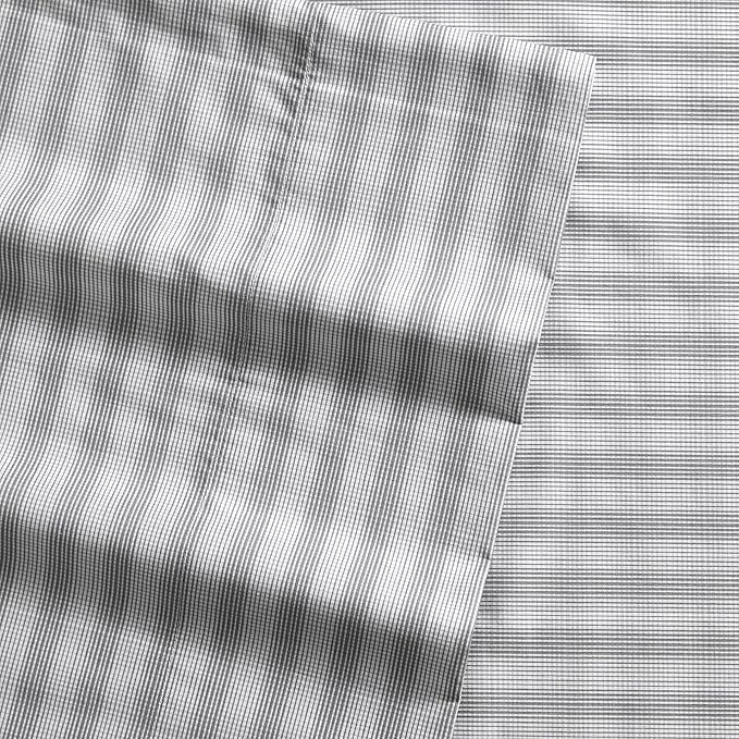 Nautica - Twin XL Sheets, Cotton Percale Bedding Set, Fully Elasticized, Ideal Dorm Essentials (Michael Plaid Grey, Twin XL)