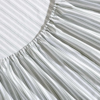 Nautica - Twin Bed Sheets, Lightweight Cotton Percale Bedding Set with Matching Pillowcase, Crisp & Cool, Dorm Essentials, Oeko-Tex Certified (Coleridge Stripe Green)