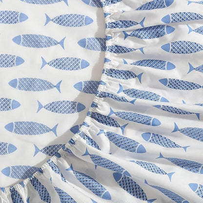 Nautica - Twin Size Sheet Set, Crisp & Tailored Cooling Sheets with a Smooth Cotton Percale Lightweight Feel - Bed Sheets with Matching Pillowcase & Fitted Sheet (Whale Stripe Blue)