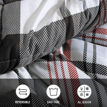 Eddie Bauer- King Comforter Set, Reversible Microsuede Bedding with Matching Sham(s), Casual Home Decor (Normandy Plaid Black, King)