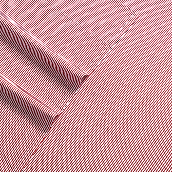 Nautica - Full Sheet Set, Lightweight & Breathable Cotton Percale Bedding Set with Matching Sham(s), Crisp & Cool Bedding Essentials, Oeko-Tex Certified (Penny Pinstripe Red, Full)