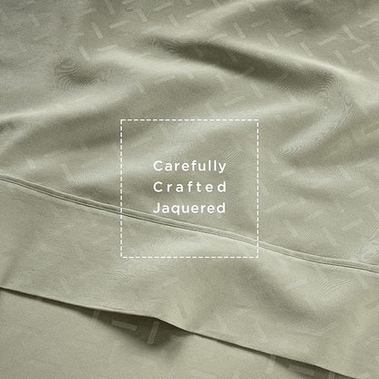 Threadmill Cotton Full Size Sheet Set | 100% Cotton Sheets for Full Size Bed | Damask Jacquard Full Bed Sheets Set with 16” Deep Pocket | Soft Sateen Weave 4-Piece Cooling Bedding Set | Sage Green