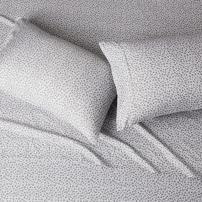 Amazon Basics Lightweight Breathable Brushed Microfiber Wrinkle Resistant 4 Piece Bed Sheet Set With 14-inch Deep Pockets - Full, Gray Cheetah, Printed