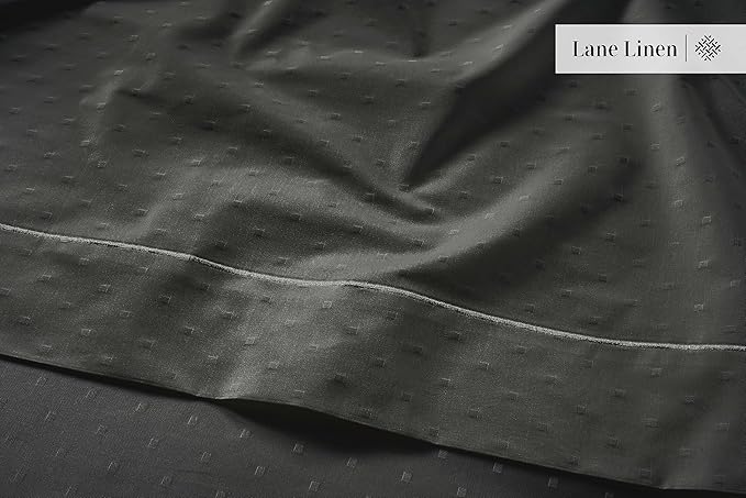 LANE LINEN Pillow Case Covers King, Set of 2, 100% Egyptian Cotton Sateen, Soft Cool & Smooth 1000 Thread Count Pillow Cases - Swiss Dot - Charcoal