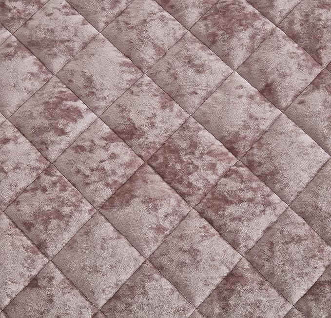 Chezmoi Collection Lux Dusty Pink Velvet Quilt Oversized King Set, 3-Piece Plush Distressed Velvet Bedding All Season Lightweight Comforter Brushed Microfiber Reverse with Diamond Stitch Quilting