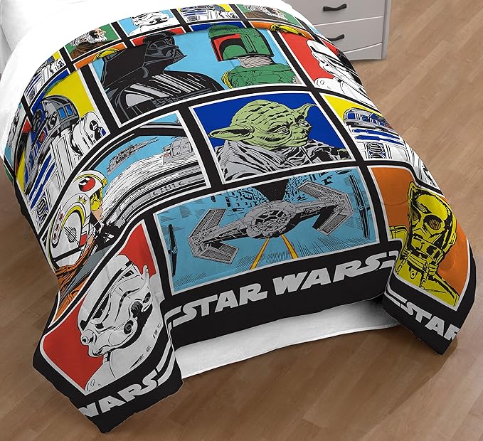 Jay Franco Kids Comforter - Super Soft Reversible Bedding Polyester Microfiber Fill, Multi - Star Wars, Full