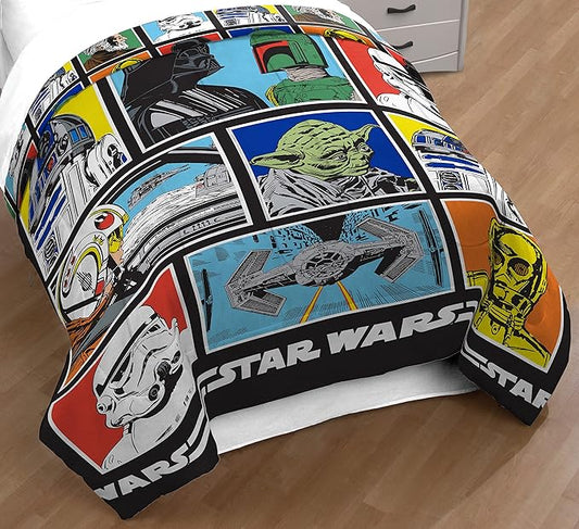 Jay Franco Kids Comforter - Super Soft Reversible Bedding Polyester Microfiber Fill, Multi - Star Wars, Full