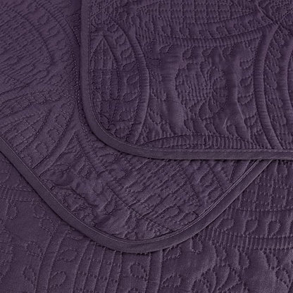 Chezmoi Collection Austin 3-piece Oversized Bedspread Coverlet Set (Queen, Purple) | Oversized, Lightweight, Fade Resistant