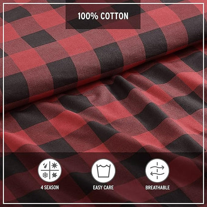 Eddie Bauer - Twin Comforter Set, Reversible Cotton Bedding with Matching Sham, Medium-Weight for Year Round Use, Dorm Essentials (Red/Black)