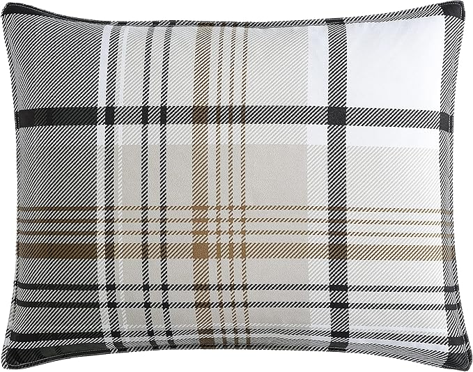 Eddie Bauer - King Comforter Set, Plaid Reversible Bedding, Stylish & Warm Home Decor (Normandy Grey, King)