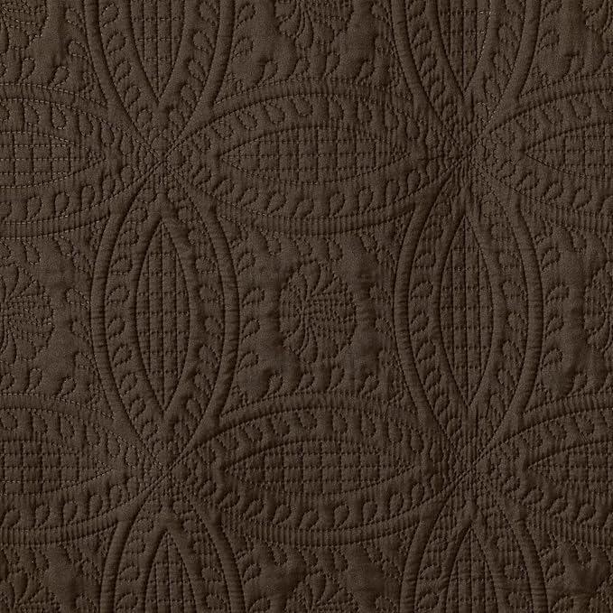 Chezmoi Collection Austin 3-piece Oversized Bedspread Coverlet Set (King, Chocolate) | Oversized, Lightweight, Fade Resistant