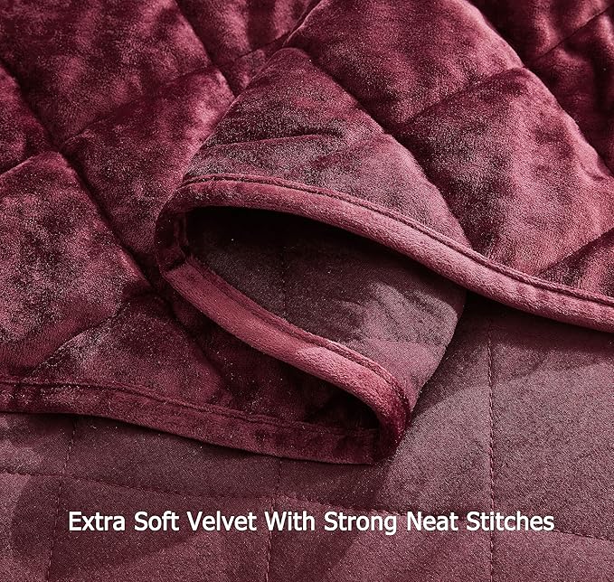 Chezmoi Collection Lux Burgundy Velvet Quilt King Set, 3-Piece Lush Plush Distressed Velvet Bedding All Season Lightweight Comforter Brushed Microfiber Reverse with Diamond Stitch Quilting