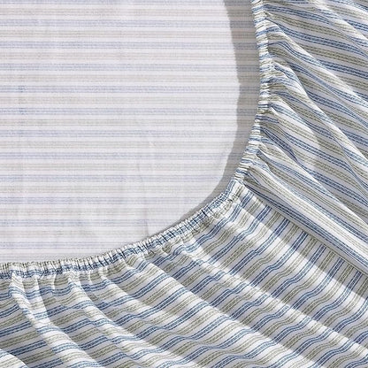 Eddie Bauer - Full Sheets, Cotton Percale Bedding Set, Crisp & Cool Home Decor (Ticking Stripe Navy/Green, Full)