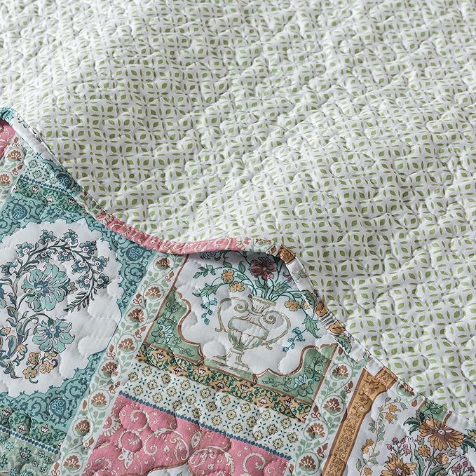 HoneiLife Quilt Sets Queen Size - 3 Pieces Microfiber Quilt Lightweight Bedspreads Floral Coverlets Retro Bed Cover Queen Quilt Bedding Sets All Season Use