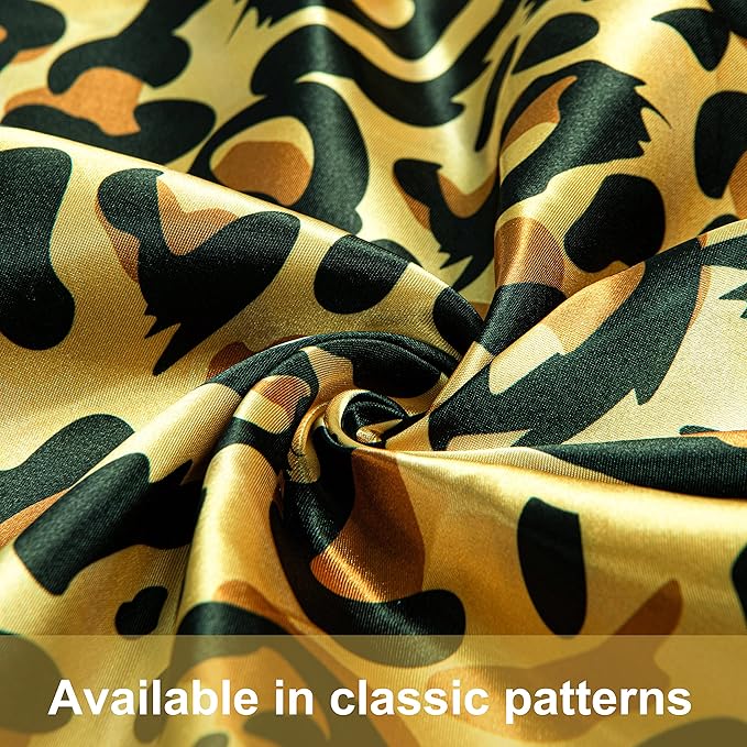NTBAY 2 Pack Satin Queen Pillowcases for Hair and Skin, Luxurious and Silky Leopard Printed Pillow Cases with Envelope Closure, 20x30 Inches, Yellow and Black