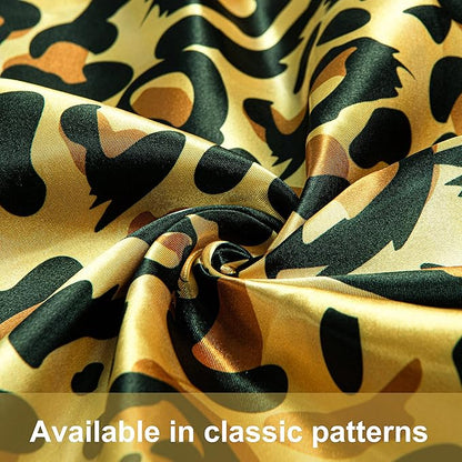 NTBAY 2 Pack Satin Standard Pillowcases for Hair and Skin, Luxurious and Silky Leopard Printed Pillow Cases with Envelope Closure, 20x26 Inches, Yellow and Black