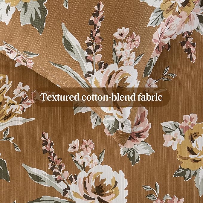 Madison Park Vintage Floral Reversible Comforters King Size Bed, All Season, Down Alternative Bedding Comforter, Bedskirt, Pillows, Shams, Salara, King Terracotta 7 Piece | Reversible