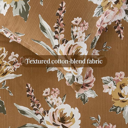 Madison Park Vintage Floral Reversible Comforters King Size Bed, All Season, Down Alternative Bedding Comforter, Bedskirt, Pillows, Shams, Salara, King Terracotta 7 Piece | Reversible