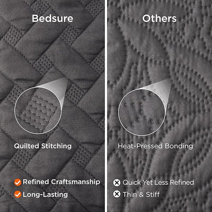 Bedsure Quilts Twin Size - Lightweight Bedspreads Twin Size with Basket Weave Pattern, Soft Quilt Bedding Set, Grey Comforter Set Coverlet for All Seasons with 1 Pillow Sham (68" x 86") | Skin-Friendly Soft, All-Season Comfort, Breathable, Lightweight,...