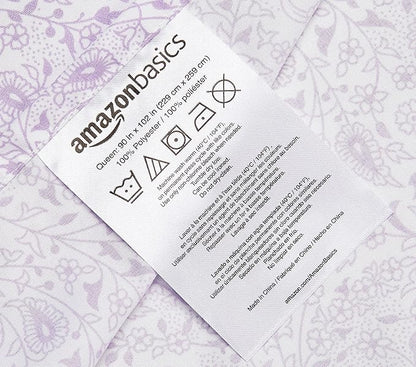 Amazon Basics Lightweight Super Soft Easy Care Microfiber 3-Piece Bed Sheet Set with 14-Inch Deep Pockets, Twin XL, Lavender Paisley, Machine Wash Warm, Tumble Dry Low