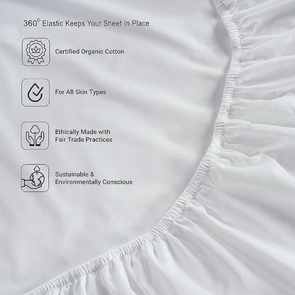 LANE LINEN 100% Organic Cotton King Sheet Set, 4Pc Cotton Sheets King Size, Breathable Bedding Sheet & Pillowcases, Hotel Luxury Bed Sheets Set, 15" Deep Pocket - White King Sheets (2 Pack)