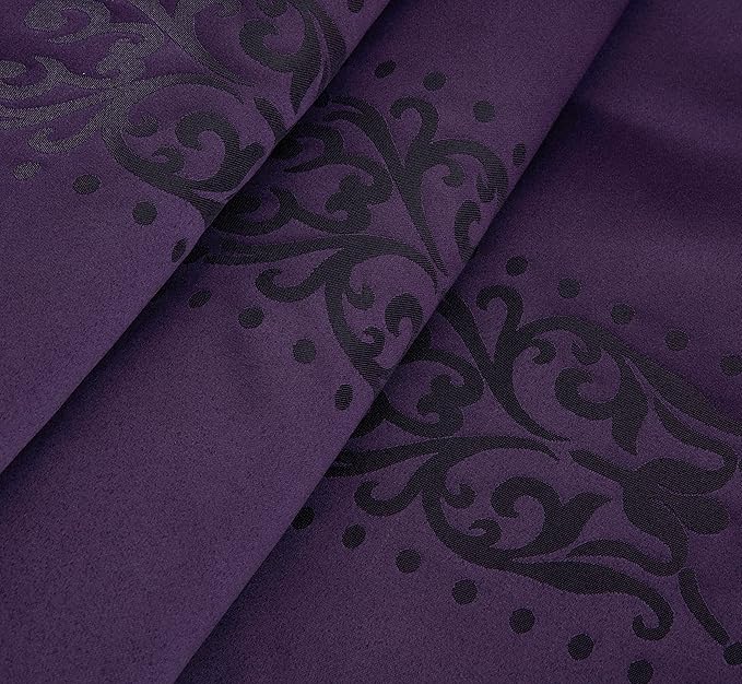 Chezmoi Collection 7-Piece Jacquard Floral Comforter Set (Queen, Purple/Dark Purple)