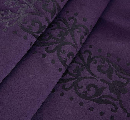 Chezmoi Collection 7-Piece Jacquard Floral Comforter Set (King, Purple/Dark Purple)