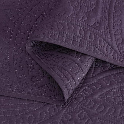 Chezmoi Collection Austin 3-piece Oversized Bedspread Coverlet Set (King, Purple) | Oversized, Lightweight, Fade Resistant