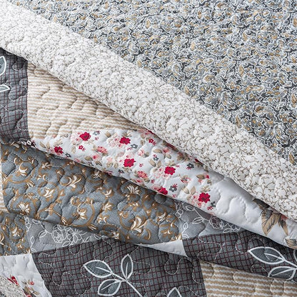 HoneiLife King Quilt Bedding Set - 3 Pieces Microfiber Quilt Sets Lightweight Bedspreads Reversible Coverlets Retro Bed Cover Quilt King Size All Season Quilts-Grey